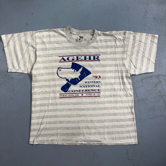 AGEHR 1993 Single Stitch VTG T Shirt Portland Oregon PDX June 18 20 Striped Rap