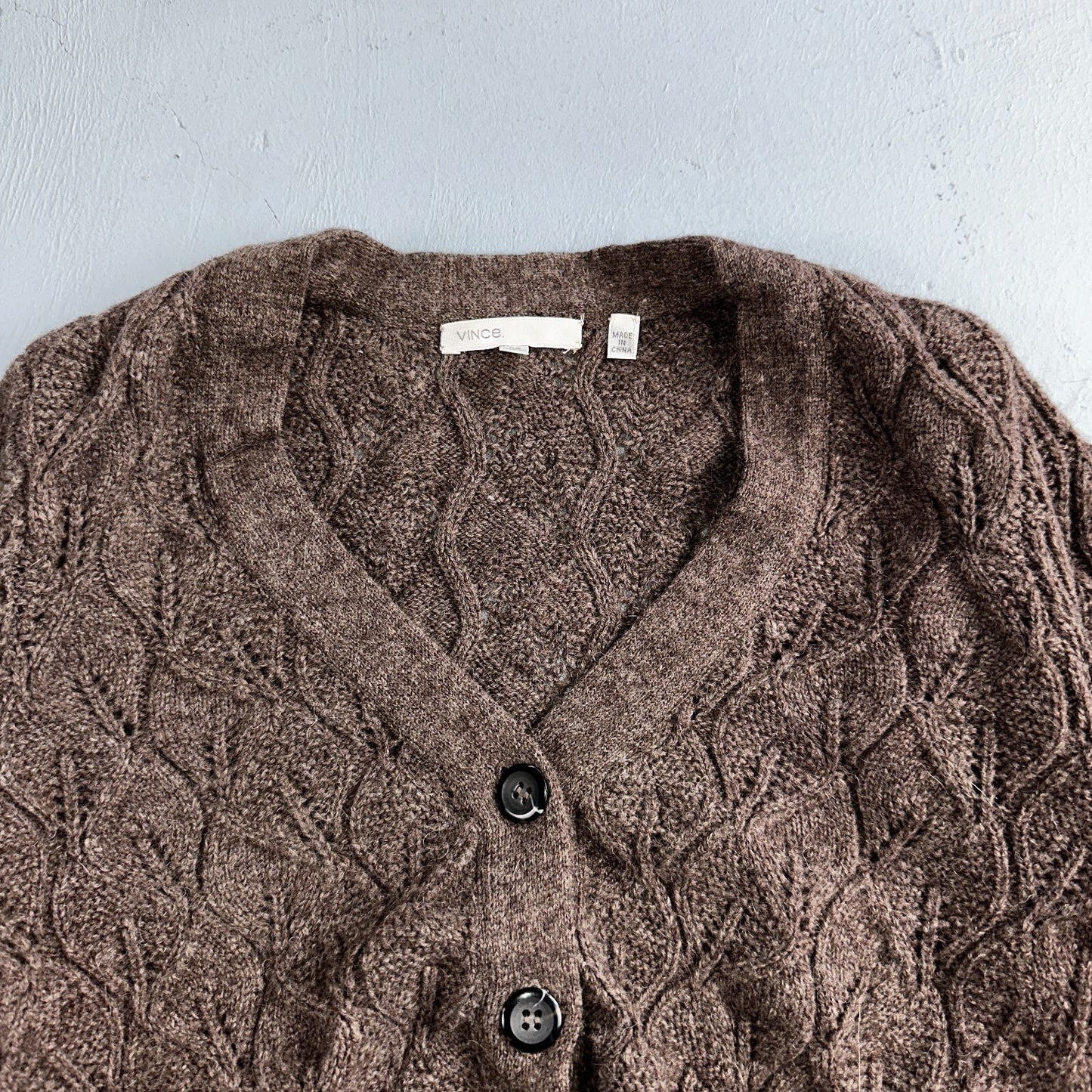 Vince Wool Cashmere Sweater Size XS Brown Cardigan Alpaca Chunky Knit