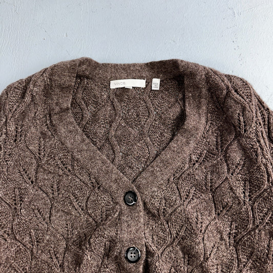 Vince Wool Cashmere Sweater Size XS Brown Cardigan Alpaca Chunky Knit