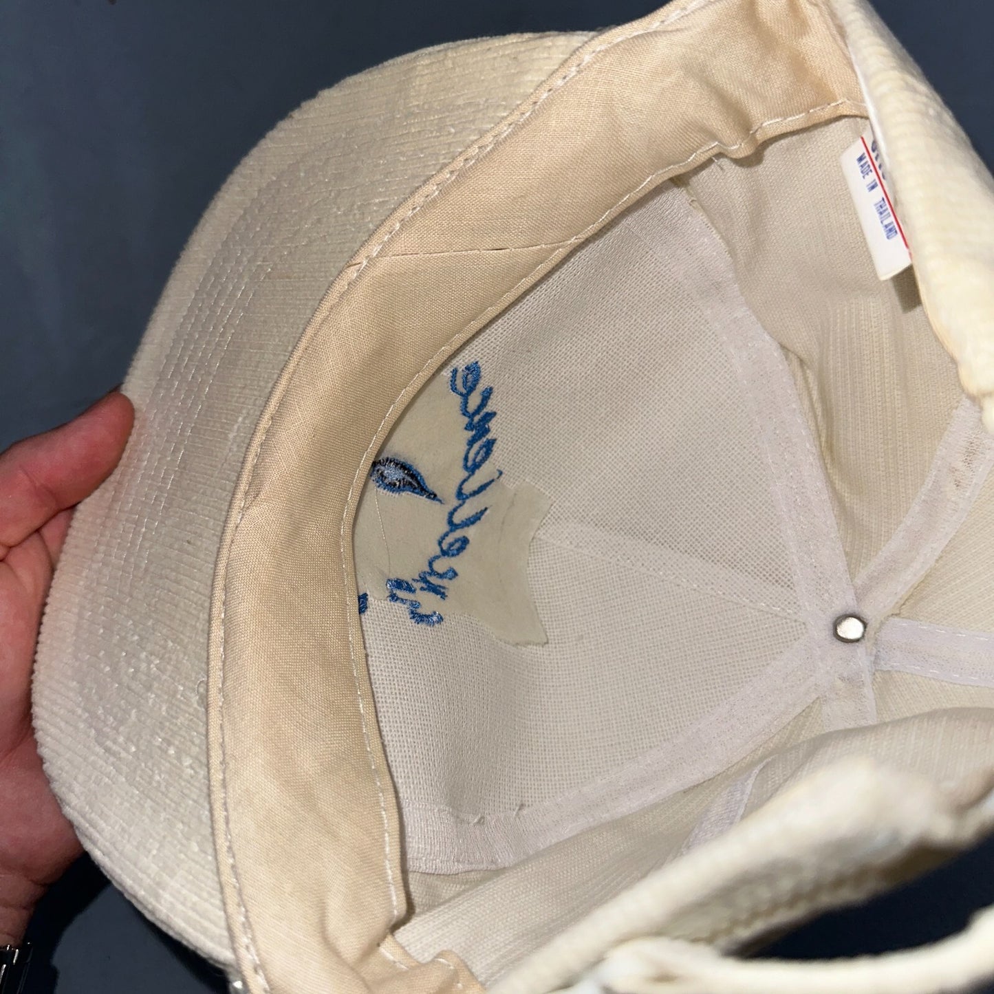 Excellence In Service Corduroy VTG Hat Cap Snapback White Otto Flame Water Vag