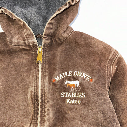 Carhartt Canvas Coat Bomber Jacket Workwear Hood Small Youth Boys Kids Detroit