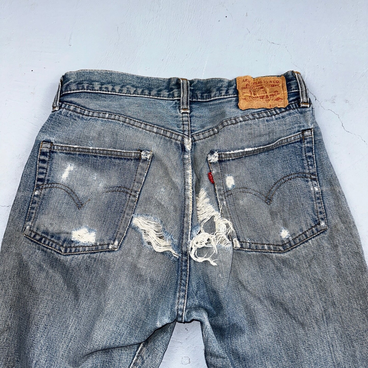 Levis 501 Vintage 70s SS Redline Selvedge USA 66 Jeans Thrashed 31x34 Act 29x30