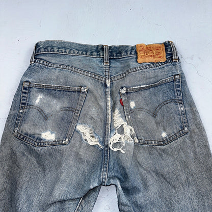 Levis 501 Vintage 70s SS Redline Selvedge USA 66 Jeans Thrashed 31x34 Act 29x30