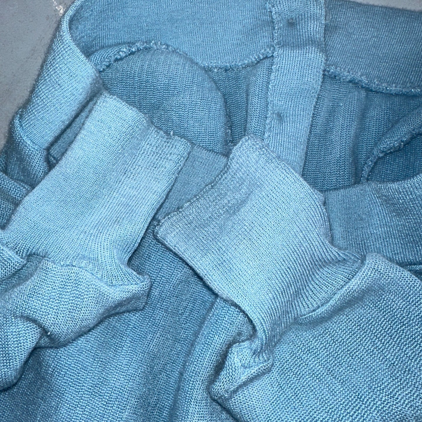 VTG Rare Pacific Scene Cardigan Sweater Solid Light Blue 80s RARE Ocean