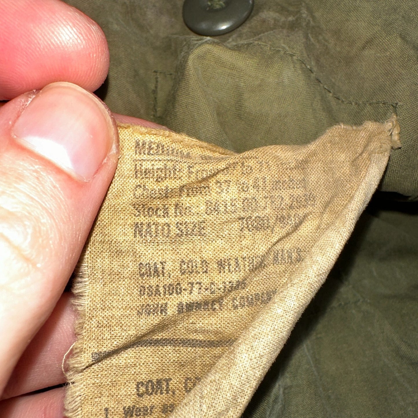 VTG US ARMY M-65 Field Jacket Coat Cold Weather Mans OG-107 Vietnam 70s Medium