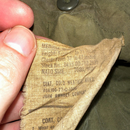VTG US ARMY M-65 Field Jacket Coat Cold Weather Mans OG-107 Vietnam 70s Medium