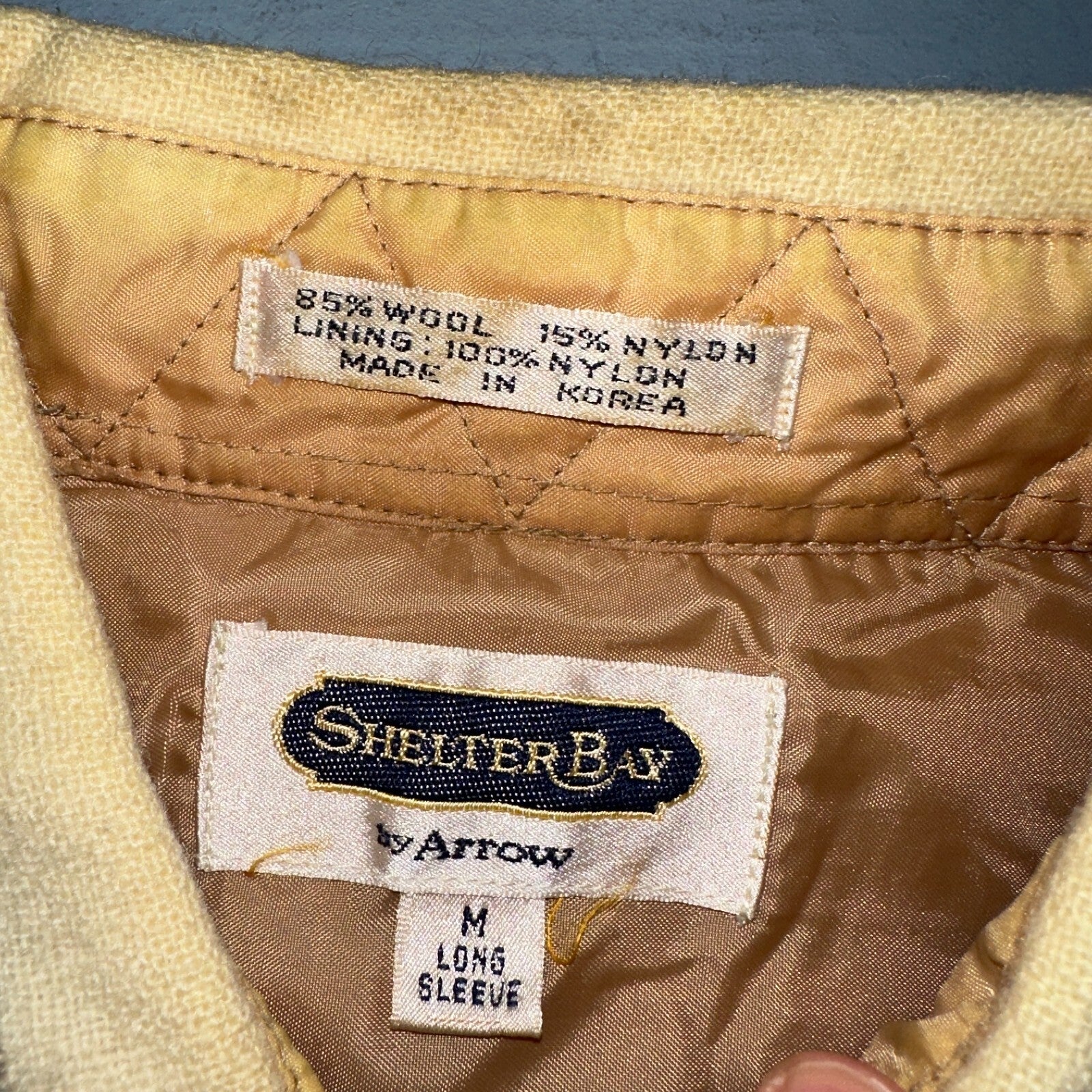 Arrow Shelter Bay Wool Mens Shirt Button Up M Brown Plaid Flannel Striped 80s