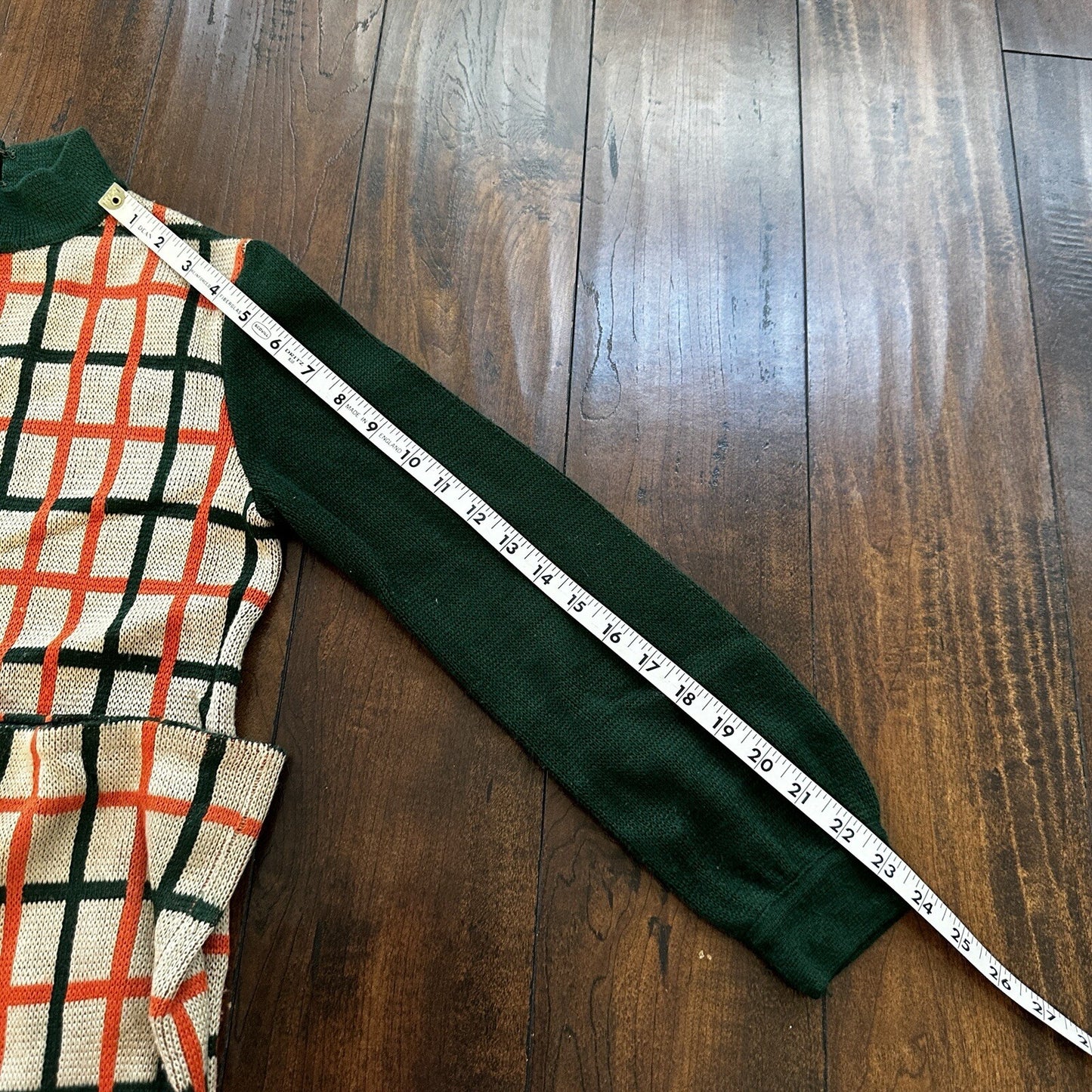 Silverworm Vintage Rockabilly Orange Green Dress Sweater 1960s 60s Checker