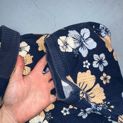 OP Hawaiian Shirt Ocean Pacific Floral Palm Tree Cotton VTG 90s Print Aloha XL