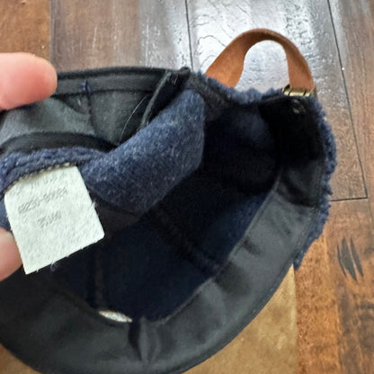 Pendleton Sport Hat Fleece Suede Flap Camp Navy USA Made Vtg 90s