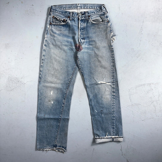 Levis 501 Vintage 80s Redline Selvedge USA XX Jeans Light Wash 1980s Act 29x28