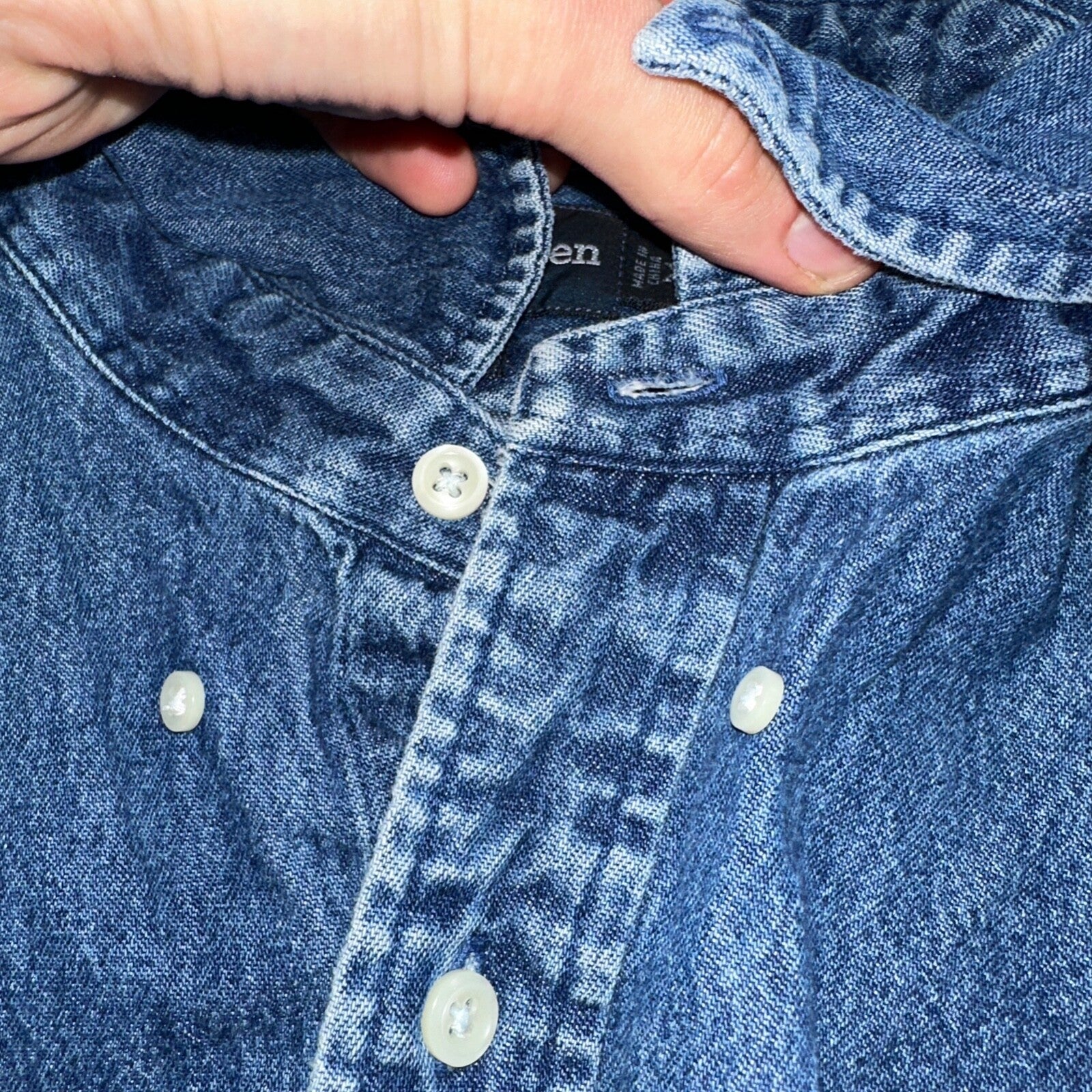 Polo Ralph Lauren Denim Blaire Button Front Oxford Shirt XL Vintage 90s