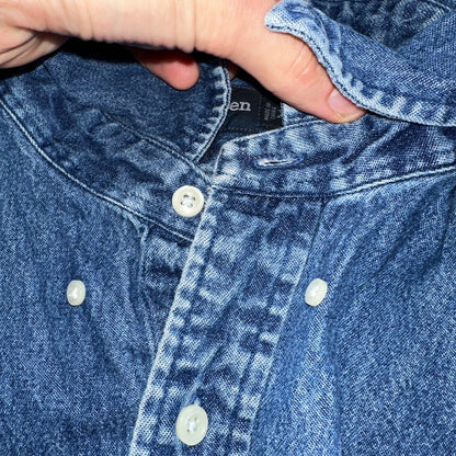 Polo Ralph Lauren Denim Blaire Button Front Oxford Shirt XL Vintage 90s