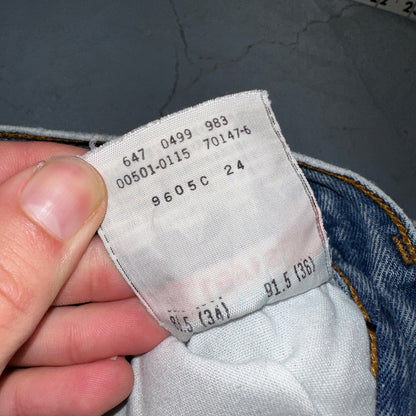 Levis 501 Vintage 90s XX Straight Leg Mexico Jeans 34x36 Light Wash Act 31x33