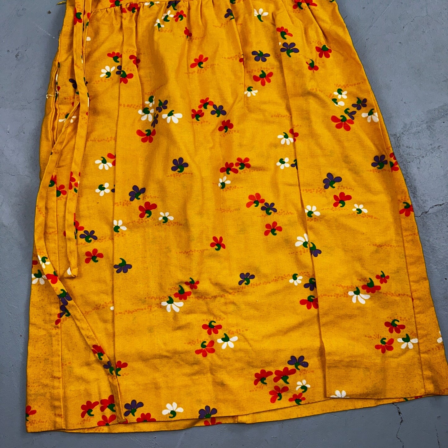 Vtg 70s Malia Honolulu Hawaiian Bright Flower Power Belted Maxi Dress Sz 14