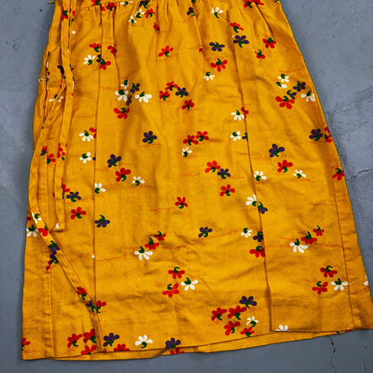 Vtg 70s Malia Honolulu Hawaiian Bright Flower Power Belted Maxi Dress Sz 14