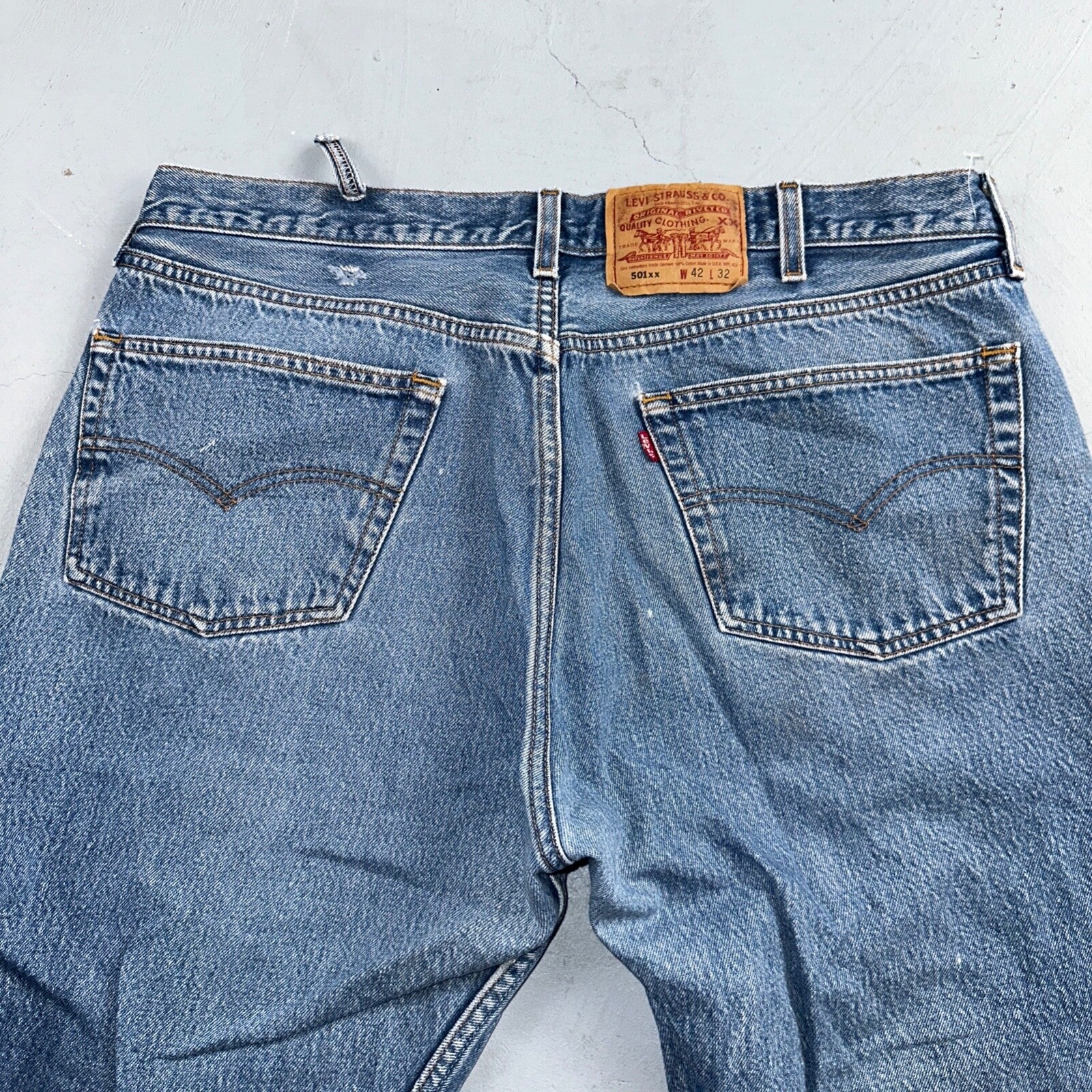 Levis 501 Vintage 90s USA XX Straight Leg Jeans Blue Med Wash 42x32 Act 38x27