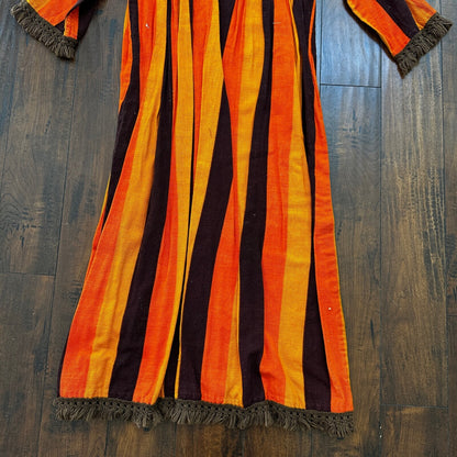 VTG 1960s Rockabilly Womens Dress Summer Skirt 60s 70s Top Orange Mexico Stripe