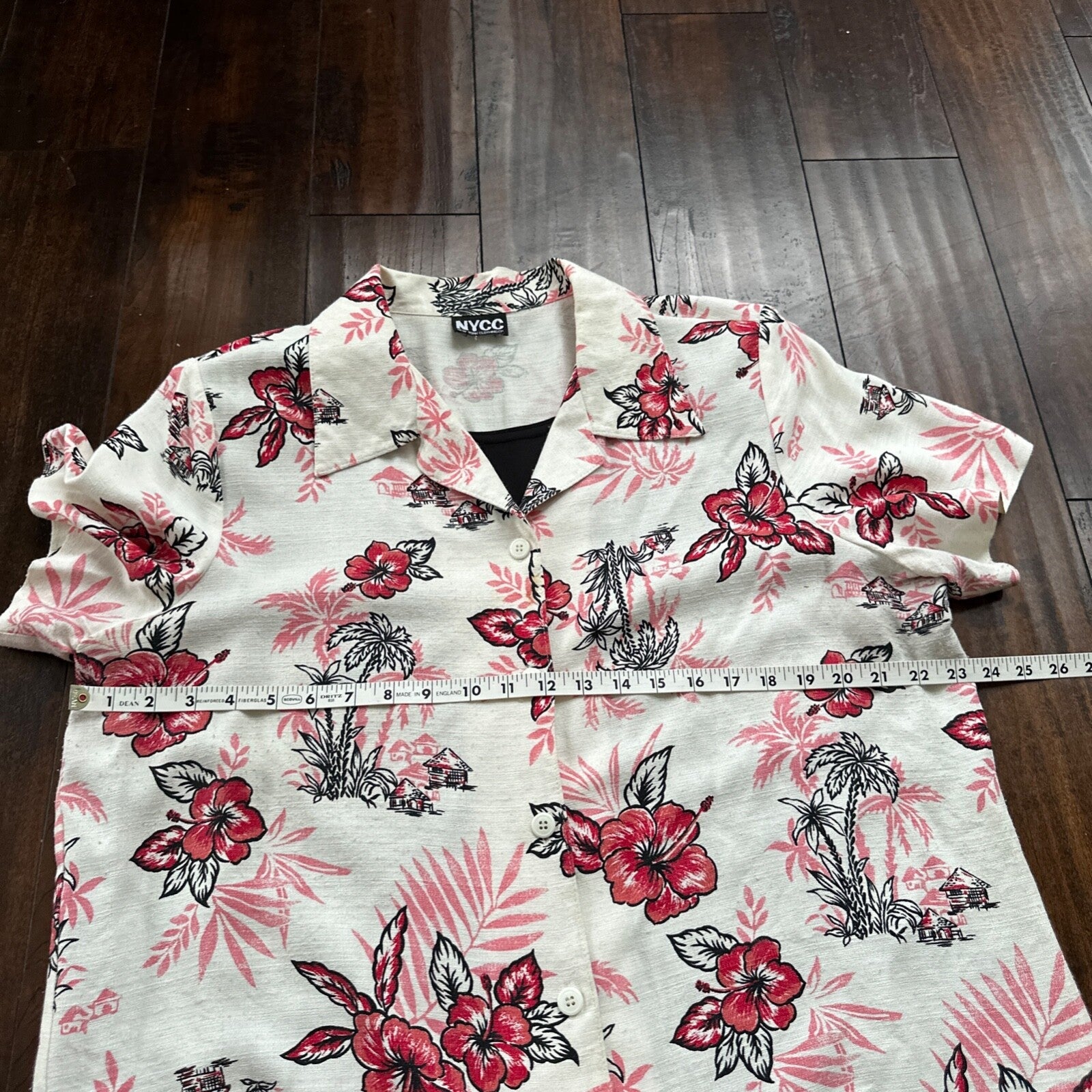 VTG Floral Shirt Womens L 90s New York Clothing Co Cottage Hawaiian 1990s