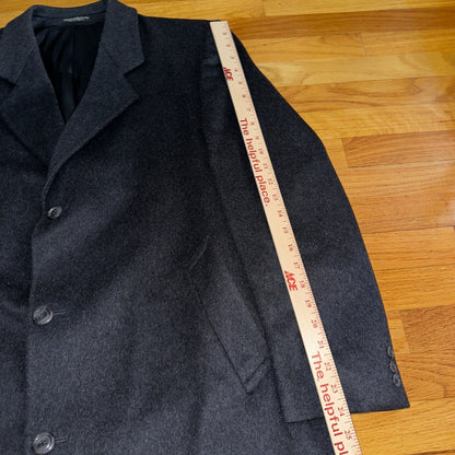 Silver Cloud Mens Coat 44R Black Cashmere Blend Italy Peacoat Jacket Long Winter