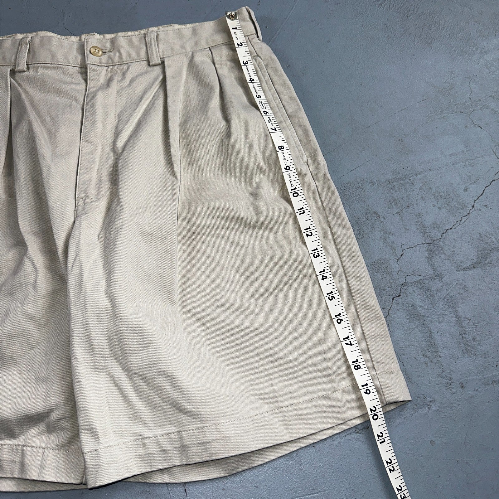 Polo Ralph Lauren Chino Pleated Shorts Mens 34 Beige Khaki 100% Cotton Vintage