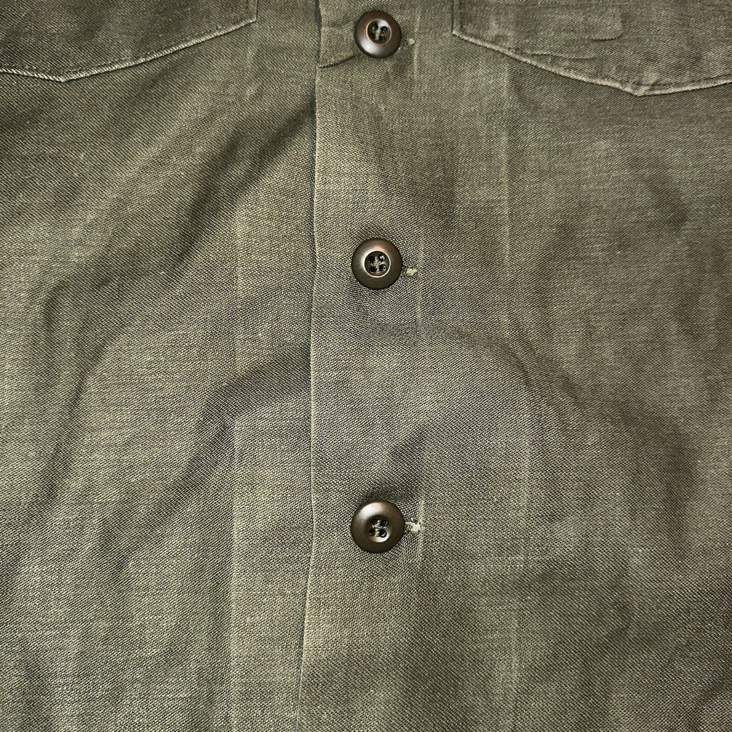 Vintage US Military Shirt OG-107 Vietnam 1970s DSA 1975 Post WWII Camo Green