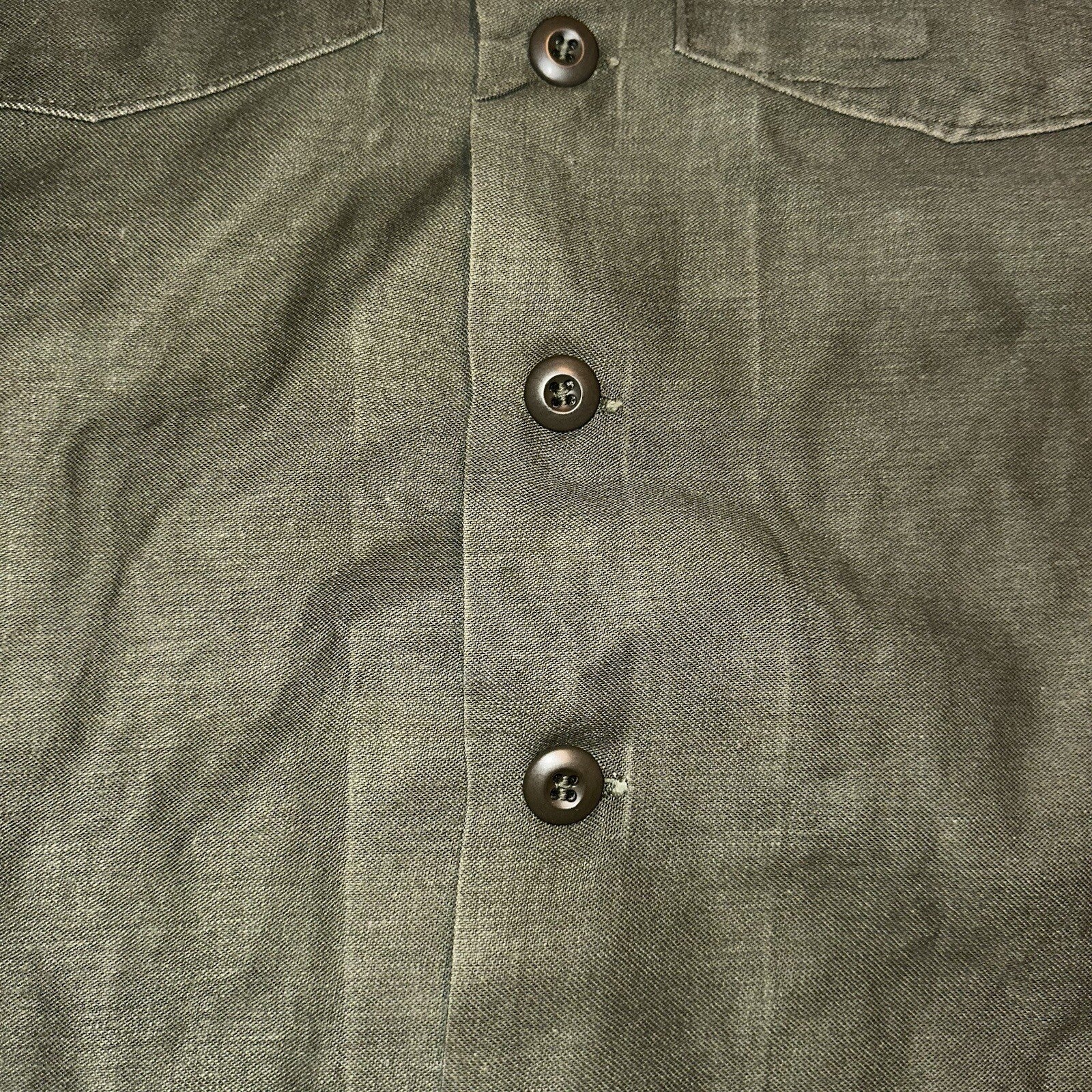 Vintage US Military Shirt OG-107 Vietnam 1970s DSA 1975 Post WWII Camo Green