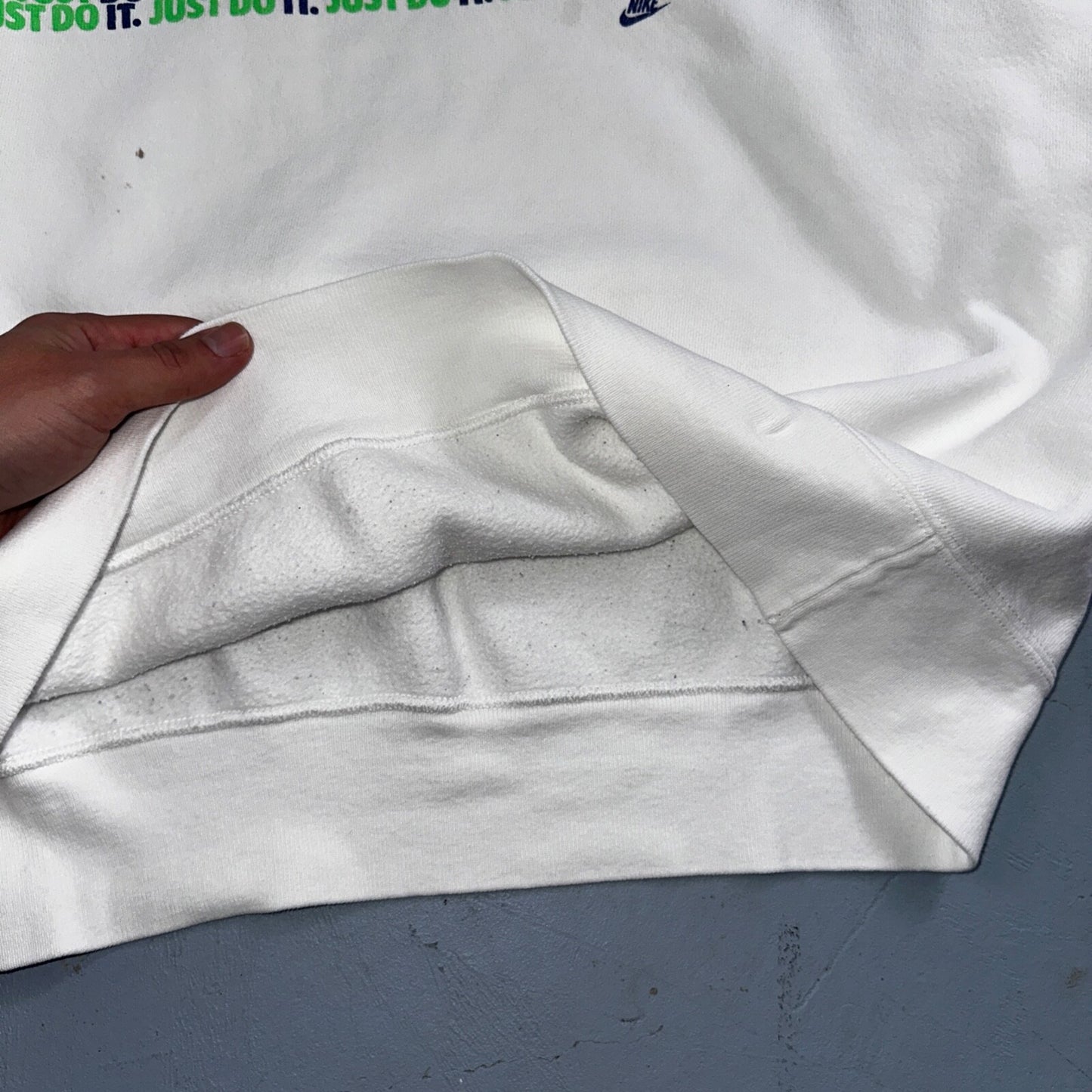 Nike VTG 90s Sweatshirt Crewneck Just Do It USA Logo 1990s White Jumper Gym