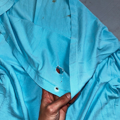 Fruit Of The Loom Long Sleeve Blank VTG T Shirt Lot XL Blue Thrashed Grunge