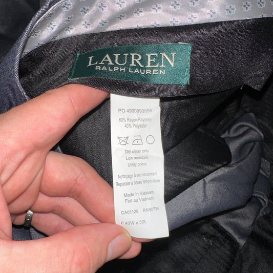 Ralph Lauren Pants Men 40x30 Gray Pleat Polo Business Slacks Trousers