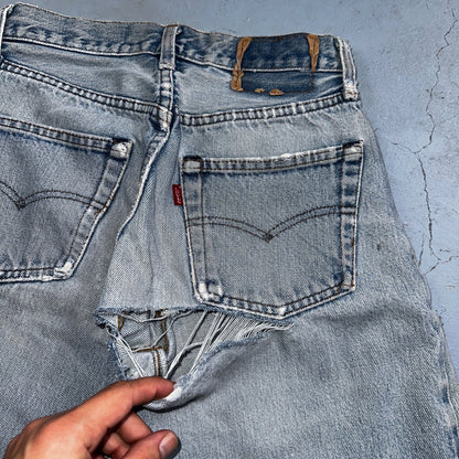 Levis 501 Vintage 80s Redline Selvedge USA XX Jeans Light Wash 27x34 Act 25x29