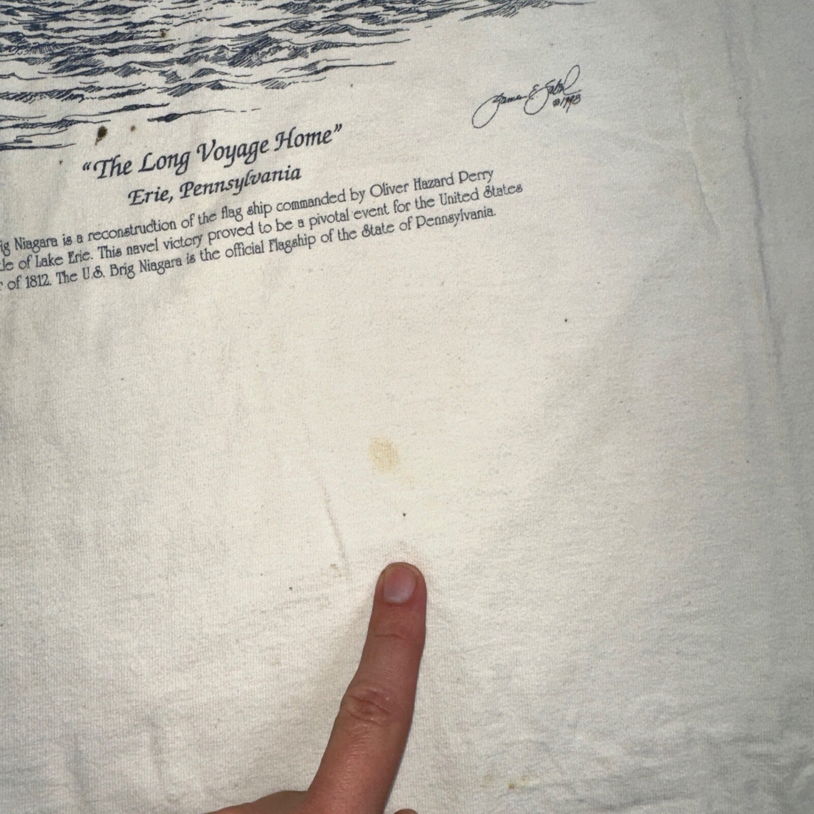 Ship Art James E Sabol Y2K 90s T Shirt Erie Pennsylvania Voyage Home Photo Rap