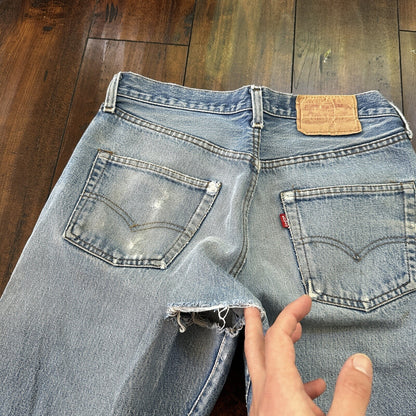 Levis Vintage 80s Redline Selvedge USA 501 XX Jeans Light Wash 31x33 Act 28x29