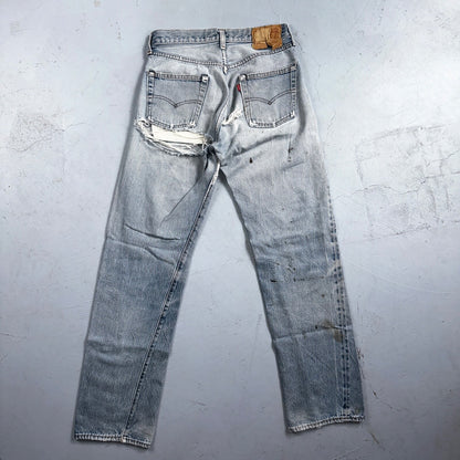 Levis 501 Vintage 80s Redline Selvedge USA XX Jeans Light Wash 30x34 Act 28X30