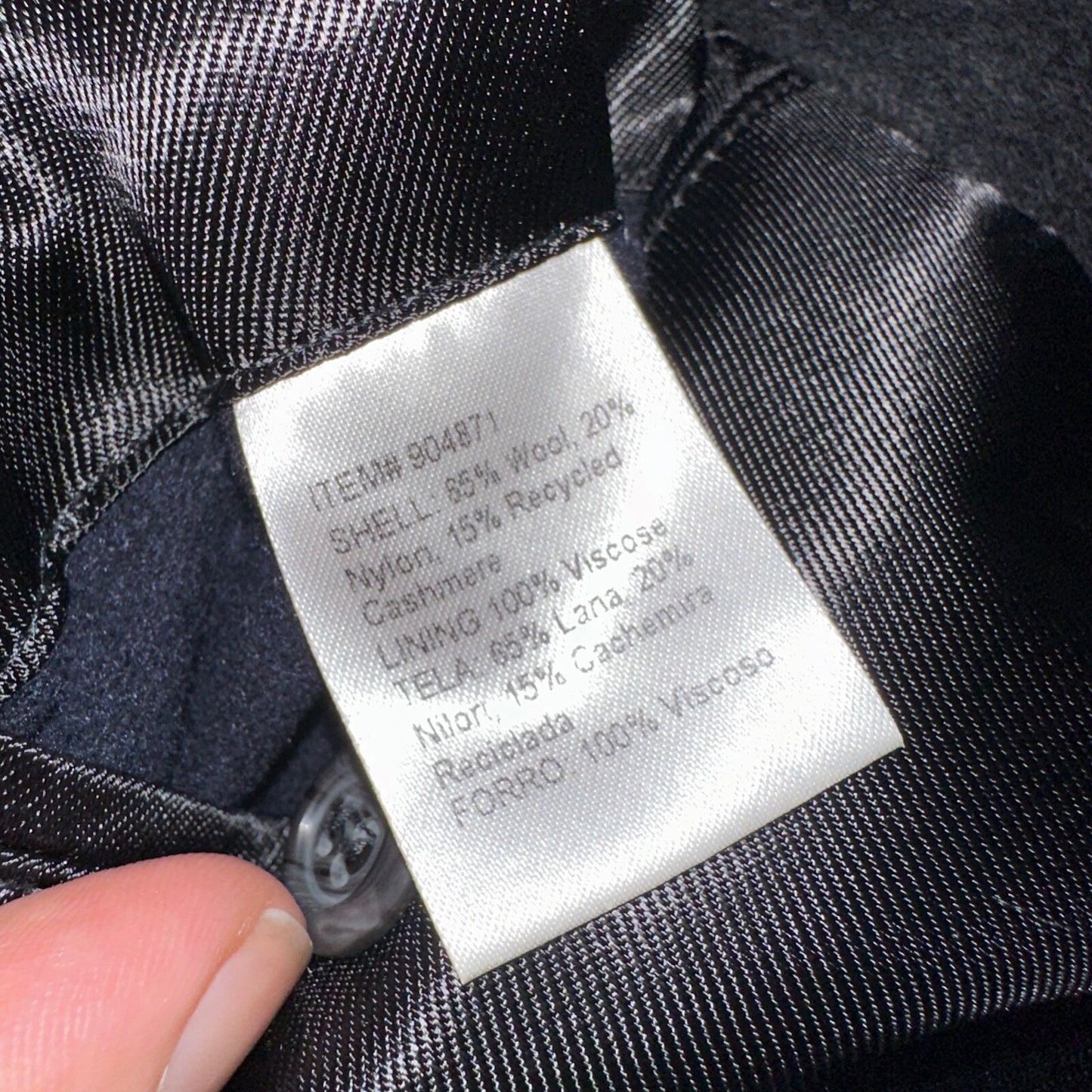 Silver Cloud Mens Coat 44R Black Cashmere Blend Italy Peacoat Jacket Long Winter