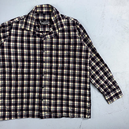 Vanson Flannel Shirt Plaid 1960s 1970s Rockabilly Black Red Grunge Wool Like Mat