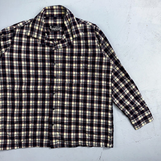 Vanson Flannel Shirt Plaid 1960s 1970s Rockabilly Black Red Grunge Wool Like Mat