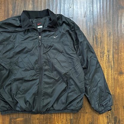VTG 90s Nike Windbreaker Track Jacket XL Black Basic Simple Has Flaws