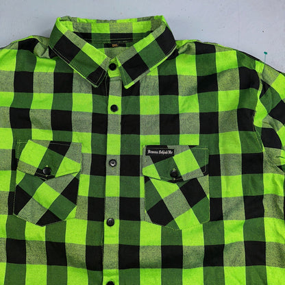 Demons Behind Me Men's Long Sleeve Button-Up Flannel Shirt Green/Black Size 5XL