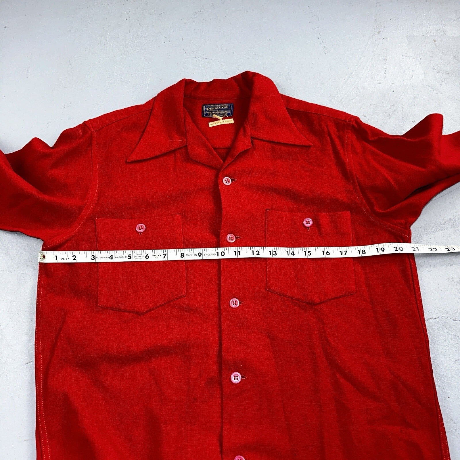 Pendleton 1930s VTG Wool Shirt Jacket Long Sleeve Red Basic Pink Buttons 30s 40s