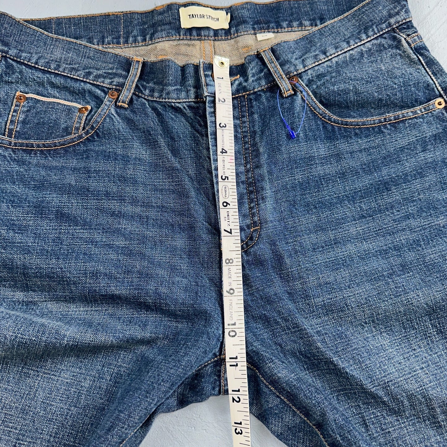 Taylor Stitch The Slim Jean Selvedge Red Line Blue Denim Mens 33 Cotton 33x33