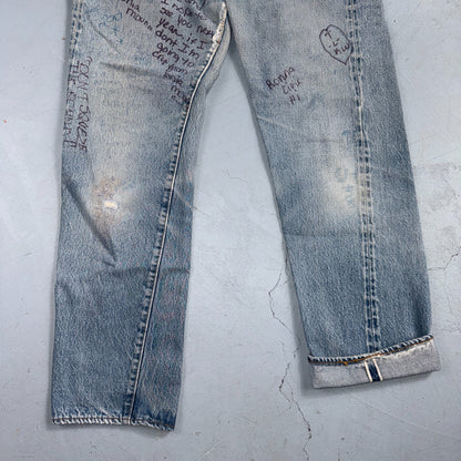 Levis 501 Vintage 80s Redline Selvedge USA XX Jeans Light Wash 30x32 Act 29x28