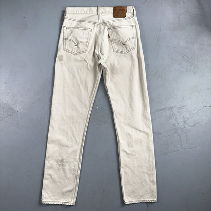 Levis 501 Vintage 90s USA XX Straight Leg Jeans White Stained 32x34 Act 30x33