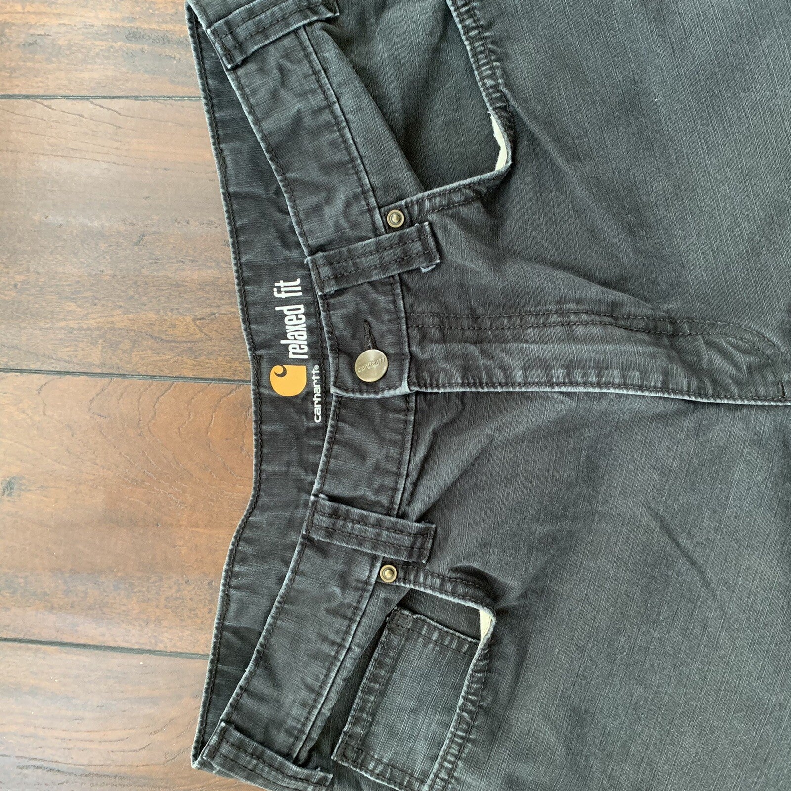 Carhartt Rugged Relaxed Fit No Double Knee Carpenter Work Jeans Black 30x34 VTG