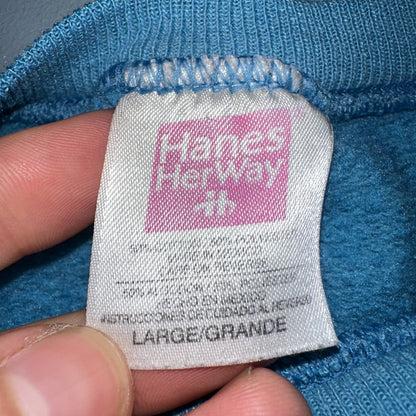 Vintage Crew Neck Sweatshirt 90s Women's Pullover Sweater Blue Hanes Her Way L