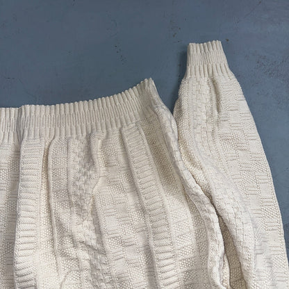 Towncraft VTG 80s 100% Cotton Made In USA Ivory Square Knit Sweater Sz L