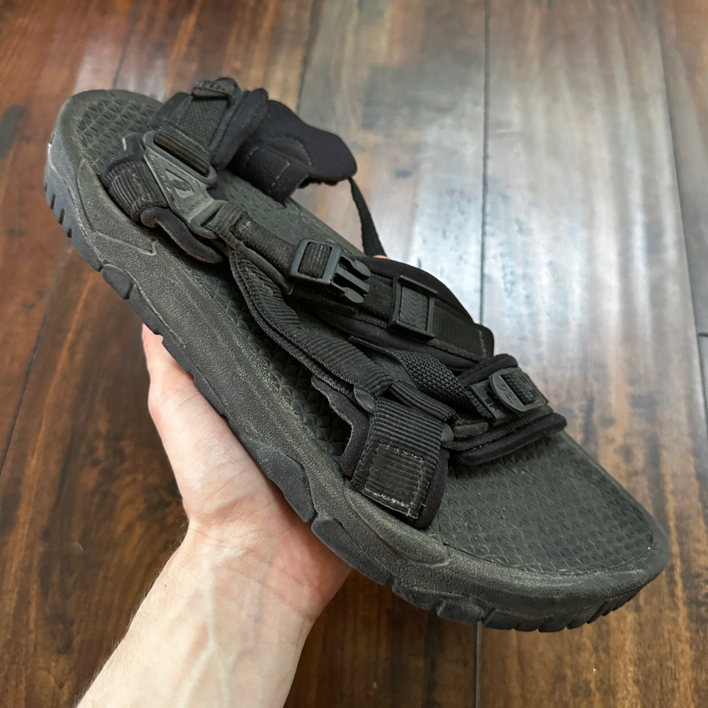 Teva Black Textile Synthetic Spider Rubber Sport Strap Sandals Men’s Sz 14