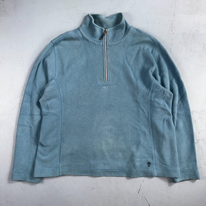 Tommy Bahama Sweater Mens XL Blue Quarter Zip Pullover Stretch Preppy Relaxed