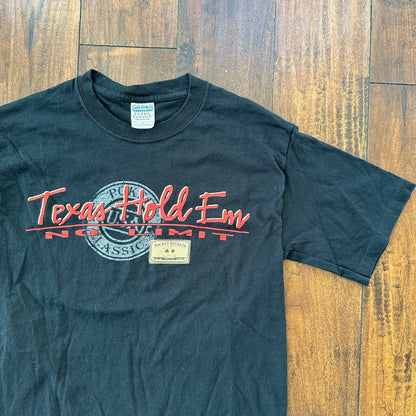 Texas Hold Em Vintage T Shirt Casino Y2K Black Vegas Sports Card Game Rap 90s