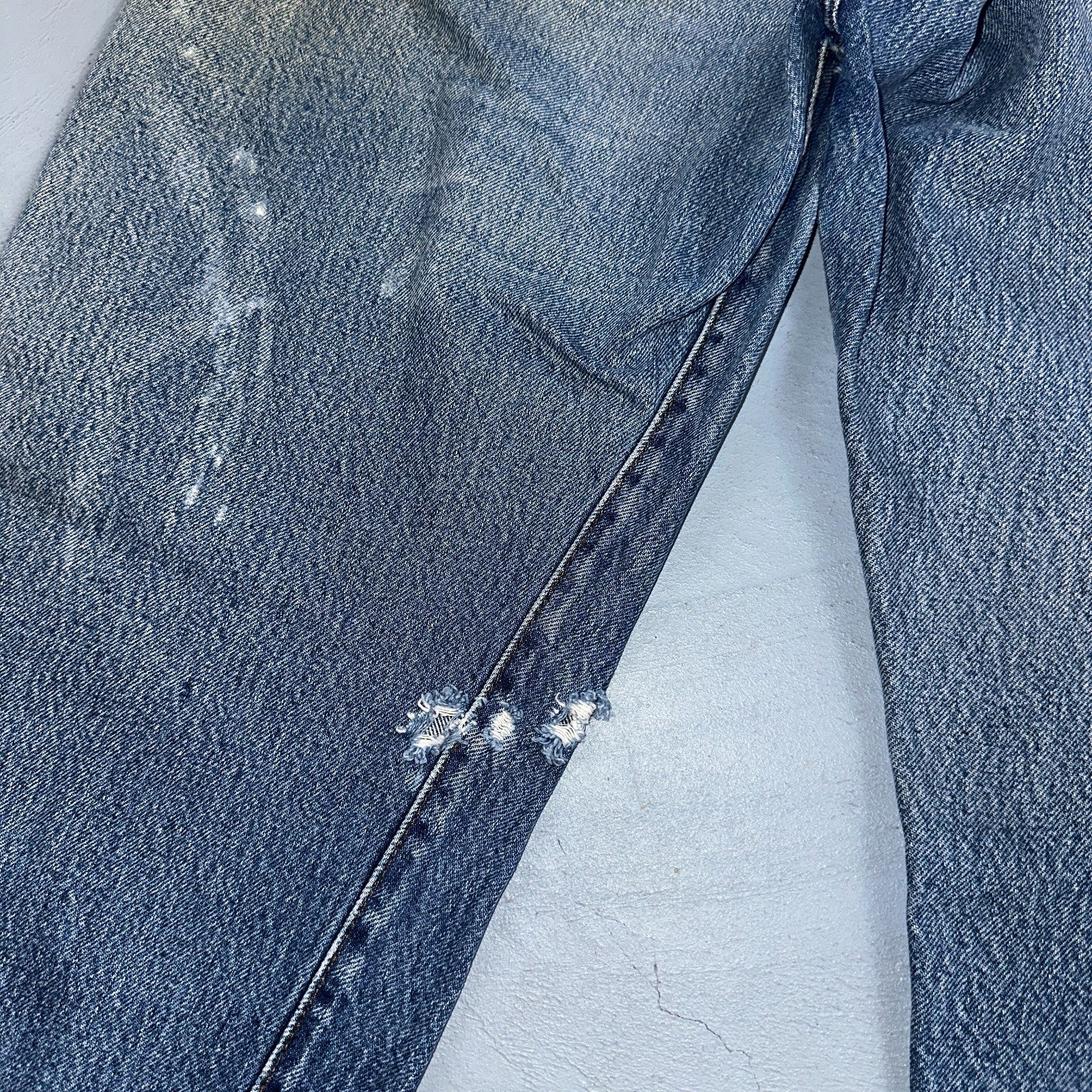 Levis 501 Vintage 80s Redline Selvedge USA XX Jeans Light Wash Worn Act 35x30